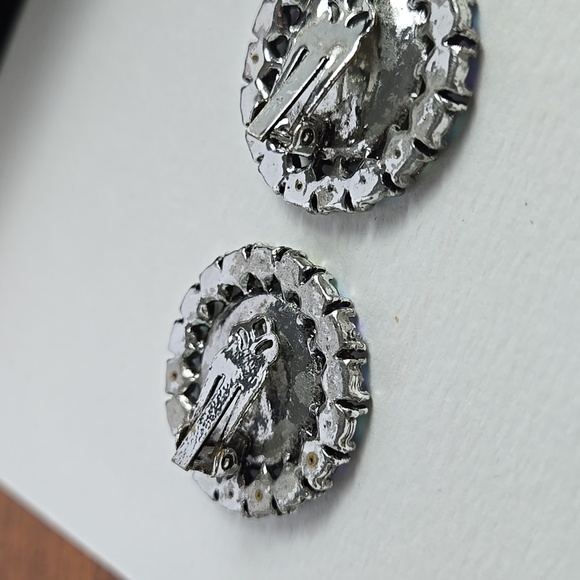 Elegant Silver and Multicolor Aurora  Rhinestones Clip On Earrings - Picture 7 of 15